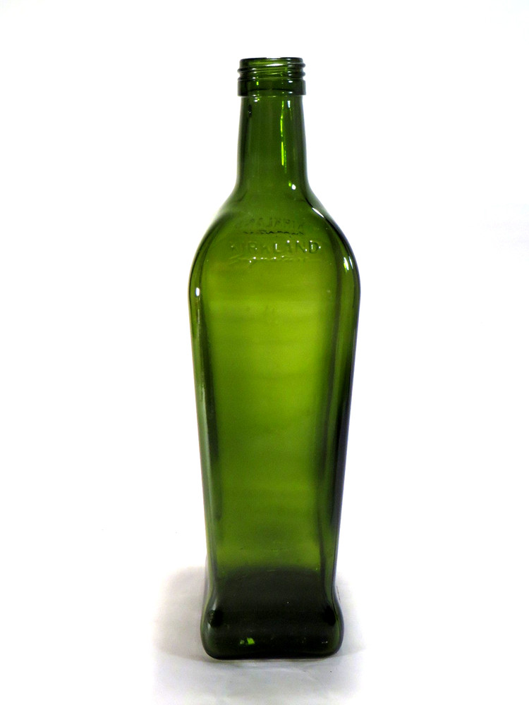 Vintage Kirkland Olive Oil Bottle Empty Yellow Green Glass 12&Prime;