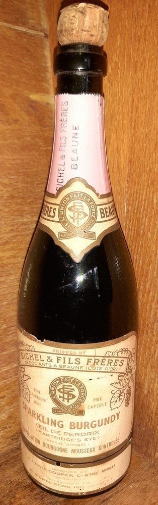 Empty WINE BOTTLE SICHEL & FILS FRERES BEAUNE PINK SPARKLING BURGUNDY ?? Rare?