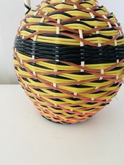 MCM Viresa Plastic Scoubidou Woven Wicker Demijohn Wine Bottle with Handle