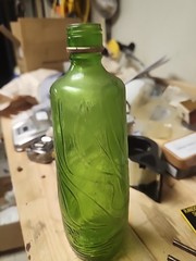Antique 1960s Ripple Bottle Green