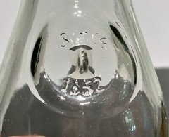 2 Vtg Embossed Paul Masson “Since 1852” Carafe Decanter Glass Wine/Milk Bottles.