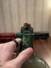 Vintage French Viresa Bottle Demijohn Wine Jug Spain 12&Prime; Green Glass