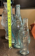 Vintage 1970’s Set Of 4 Pescevino Fish Shaped Wine Bottles From Italy