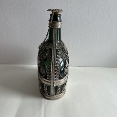 Vintage Elaborate Silvered Copper Wire Filigree Wrapped Bottle