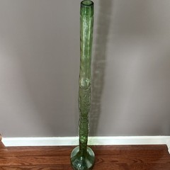 Vintage 44&Prime; Tall MCM Italy Green Glass Chianti Wine Bottle Decanter
