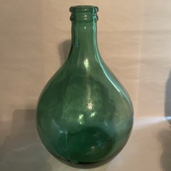 Vintage Large Italian Green Glass Demijohn (Dame Jeanne) Bottle 13-1/2”T 8-1/2”W