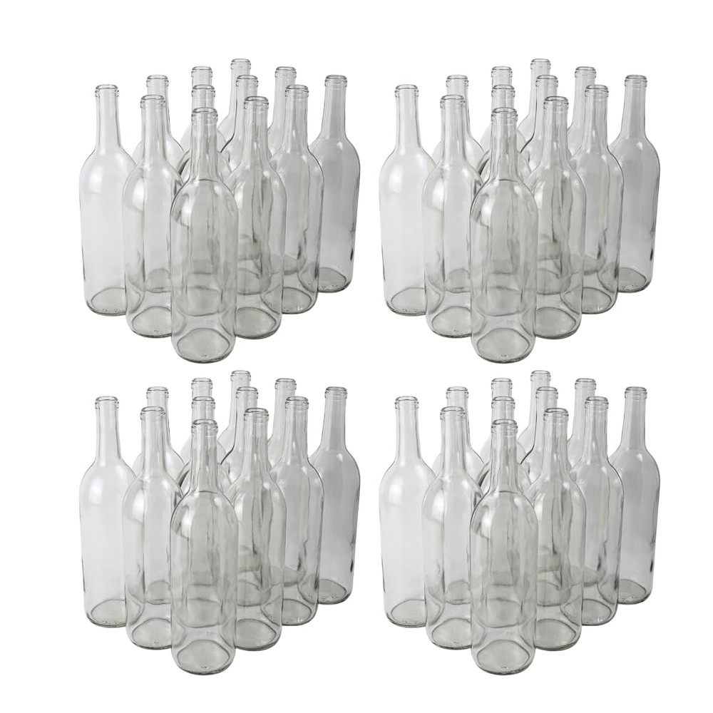 – 750Ml Clear Bordeaux Wine Bottles (Pack of 48) | W5 Clear/Flint Flat-Bottomed