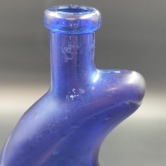 Vintage Cobalt Blue Moon Face Riesling Bottle Empty .5L Man In Moon Bottle