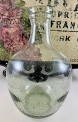 Vintage Pale Green Demijohn Wine Jug Bottle Hand Blown GALAXY of Encased Bubbles