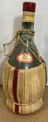 Vintage Italy 1955 Chianti Colline Senesi Wicker Wrap Green Glass Bottle Empty