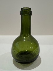 Antique Olive Green Black Glass Wine Bottle Hand Blown 19th Century