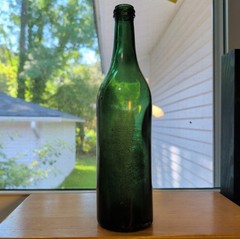Antique 1910s Teal Green Menthe Wine Champagne Bottle Made In Italy ABM Large