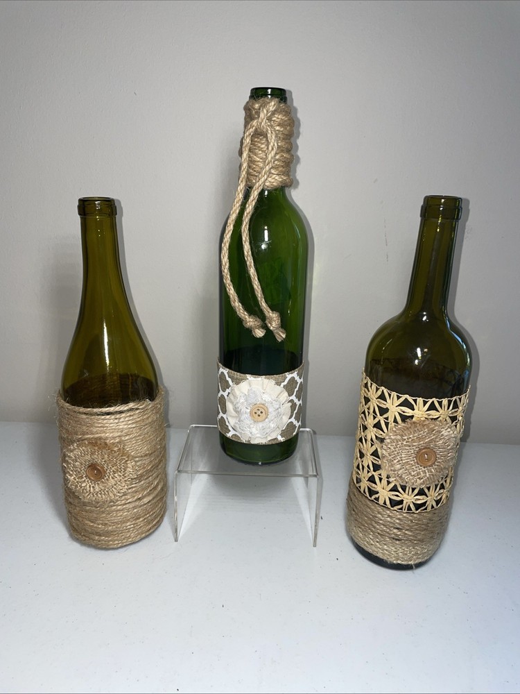 Lot of 3 Empty Bottles Colored Glass – Decorative / Craft