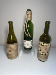 Lot of 3 Empty Bottles Colored Glass – Decorative / Craft