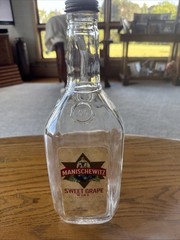 Vtg Manischewitz Half Gallon Clear Glass Sweet Grape Wine Bottle-Original Cap