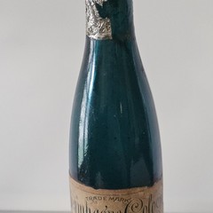 Antique Nonantum Champagne Cologne Teal Glass Bottle Reims Rare Single Serve