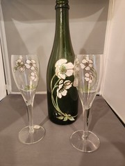 12&Prime; Vintage Perrier Jouet Champagne Bottle EMPTY BONUS TWO GLASSES