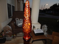 Vintage Brown? Glass Flower Genie Bottle Wine Bottle Decanter Italy Estate Find