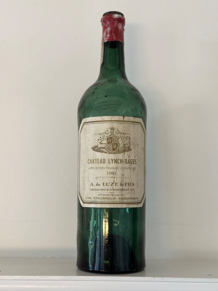 Rare empty wine bottle, Chateau Lynch-Bages 1961, Bordeaux, Magnum