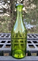 Antique beautiful *ELECTRIC GREEN* colored applied lip wine / liquor bottle