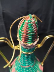 MCM Viresa Plastic Woven Wicker Wine Bottle Jug with Double Handle Empty
