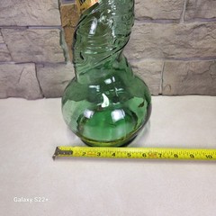 MCM Italian Chianti Wine Embossed Twisted Green Glass Bottle Mazzoni 32&Prime; Import
