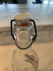 LE VIN Vintage French Wine Glass Bottle With Porcelain Stopper; ART NOUVEAU