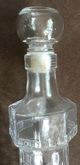 375 ml Clear 14 1/4” Wine Decanter With Textured Square Pattern And Round Top