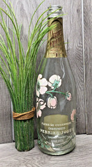 Vintage 1979 Rose&rsquo; 750ml Perrier Jouet Champagne Empty Bottle Hand Painted