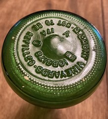 Vintage M LAMONT VINEYARDS 2/5 Pint Green Glass Empty Wine Cruets Bottles.
