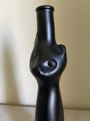 Happy Black Cat Mosel Riesling 13&Prime; EMPTY Bottle Vase Satin Matte Halloween