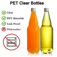 10 Pcs 33 oz Plastic Soda Bottles with Caps, 1L Disposable Long Neck Wine