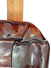 Vintage Slumped Melted Bottle Spoon Rest Tray Brown Glass