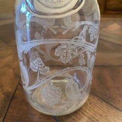 Vintage Norman Kosarin 1988 Paul Mason Wine Decanter Etched Grapes Birds