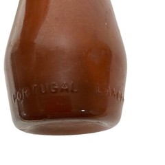 Vintage J.M. DA Fonseca Portugal Brown Painted 6&Prime; Glass Bottle empty