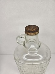 Vtg 1/2 Gal. Glass Wine Decanter Embossed Grape/Vine Design Bottle w/Lid Handle