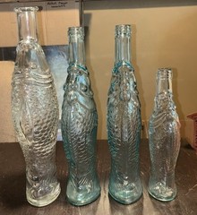 Vintage 1970’s Set Of 4 Pescevino Fish Shaped Wine Bottles From Italy