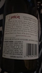 Jerry Garcia Empty Wine Bottle No Cork Artwork 2002 Clos Du Bois Chardonnay