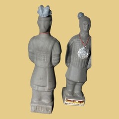 SET OF 2 VINTAGE TERRACOTTA WARRIOR WINE BOTTLES