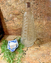 VINTAGE MILANO, ITALY WINE OR OLIVE OIL BOTTLE W/OLD CORK-CLEAR GLASS-COLLECTOR
