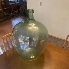 Vintage Demijohn WineCarboy Huge Green Glass Bottle 25.5&Prime; Tall 17.5&Prime; Wide