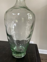 Glass Demijohn Bottle – Wavy Glass Bottle – Antique Demijohn – Light Green Glass