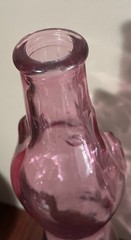 Vtg. Mosel Reisling Pink Glass Happy Cat Wine Bottle