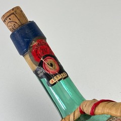 Vintage 1970 Chianti Fiasco Straw Empty Bottle Wrapped Italy 1 Qt Decor 11&Prime; Aqua