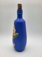 Vintage 1966 Concellos Portuguese White Wine Bottle Blue Opaque Painted Glass 9&Prime;