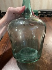 Vintage French Viresa Bottle Demijohn Wine Jug Spain 12&Prime; Green Glass
