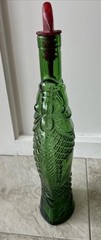Vintage Green Antinori Fish Shaped Empty Wine Bottle 13” Tall Made In Italy