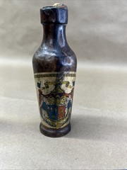 Hand Turned Wood Wine Liquor Bottles Candleholders Candlestick Spain Vintage
