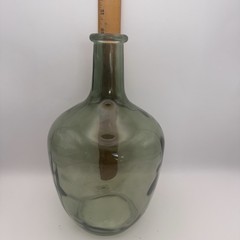 Green Glass Demijohn Wine Bottle / Vase 10&Prime; Tall 6” Across
