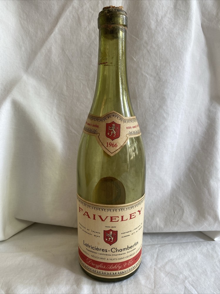 Vintage Faiveley Burgundy Cote-D’Or France Empty Bottle 1966 w/Cork, Empty (WC2)